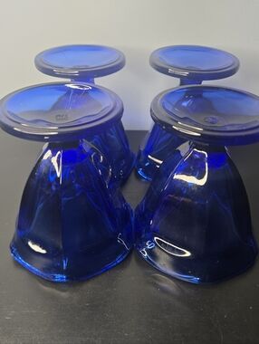 Vintage Cobalt Blue Glass Fountainware Sundae/Dessert Cups Set of 4